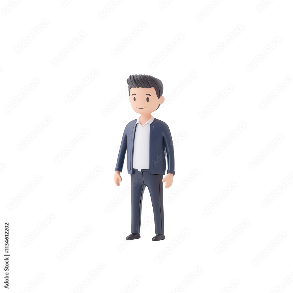 Cartoon character of a young businessman in a modern suit standing confidently., isolated on a transparent background. Cartoon character of a young businessman in a modern suit standing confidently., isolated on a transparent background.