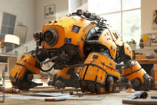 Wallpaper Mural Rusty Yellow Robot in a Creative Workspace Torontodigital.ca