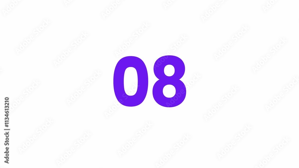 08 or Eight Text Animation. Alpha matte with transparent background 4K resolution. 08 or Eight Text Animation. Alpha matte with transparent background 4K resolution.