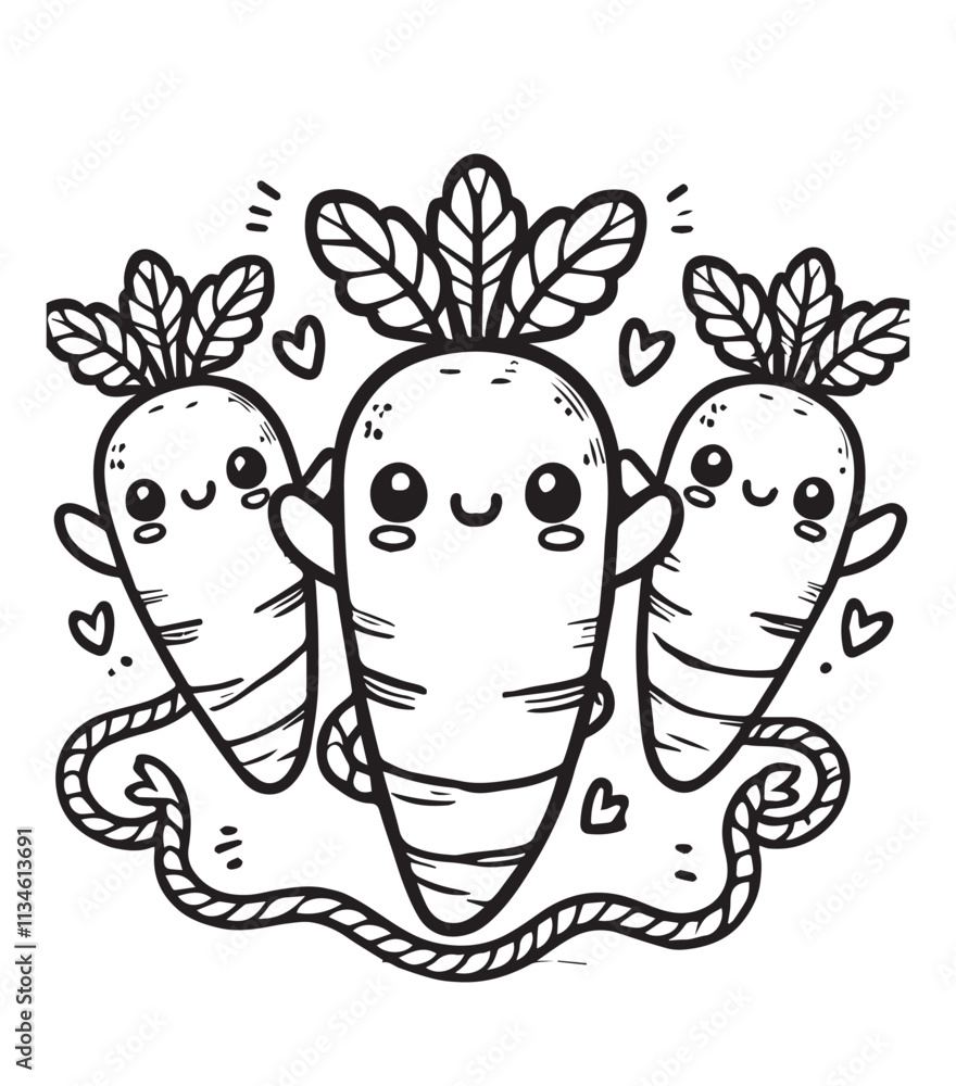 coloring page carrot with friends coloring page carrot with friends