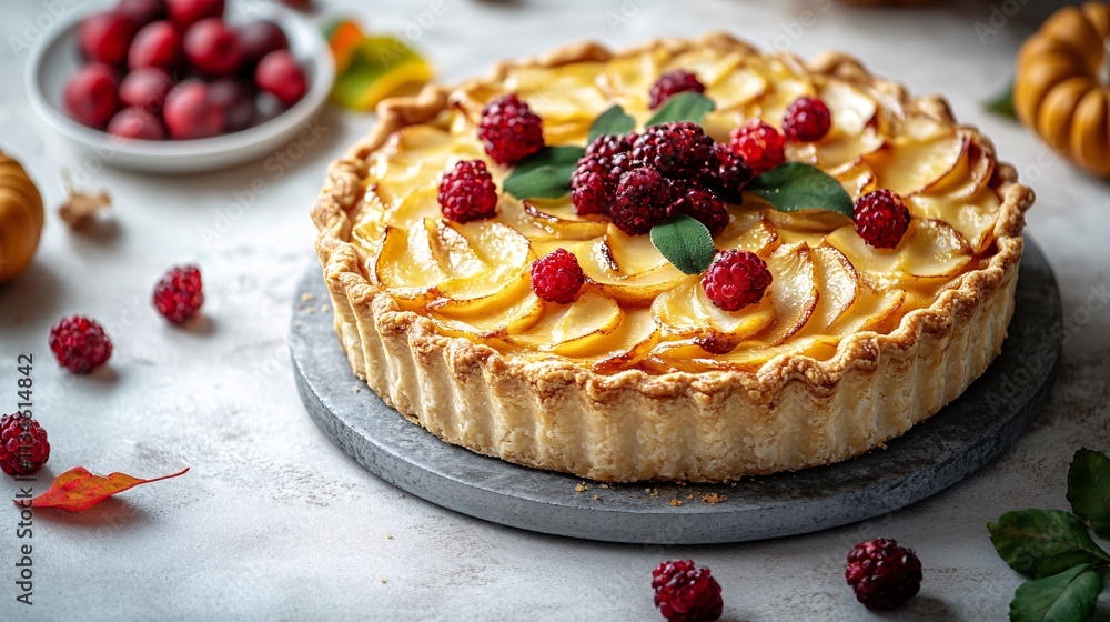 Delicious Apple Tart with Berries, Autumn Baking Delicious Apple Tart with Berries, Autumn Baking