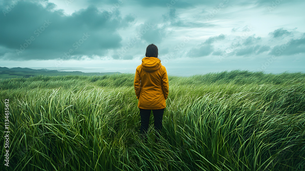 person on the meadow person on the meadow