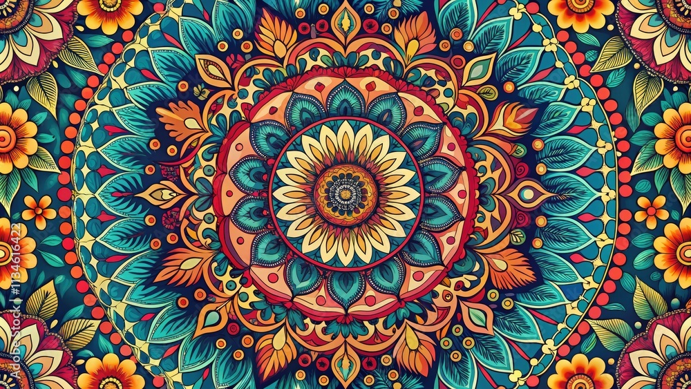 Intricate floral mandala, a seamless bohemian pattern, perfect for ornate backgrounds. Intricate floral mandala, a seamless bohemian pattern, perfect for ornate backgrounds.