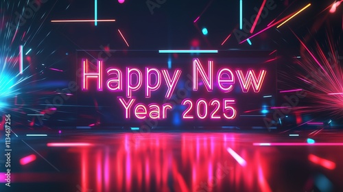 Happy New Year 2025: Neon Sparks of Celebration
