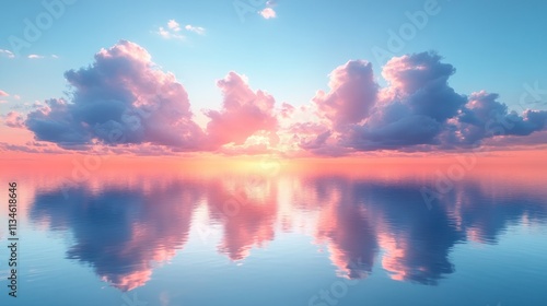 Wallpaper Mural Tranquil sunset over a calm sea, reflecting vibrant clouds and colors. Torontodigital.ca