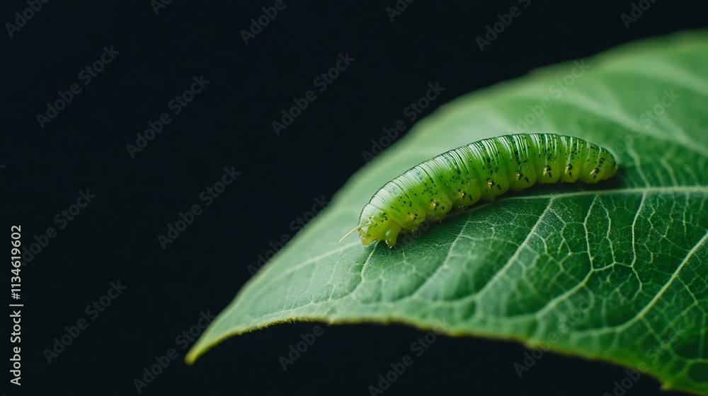 A Detailed Time Lapse Composition Showcasing a Green Caterpillar Gradually Moving on a Leaf, Capturing Nature’s Incredible Life Cycle Moments A Detailed Time Lapse Composition Showcasing a Green Caterpillar Gradually Moving on a Leaf, Capturing Nature’s Incredible Life Cycle Moments