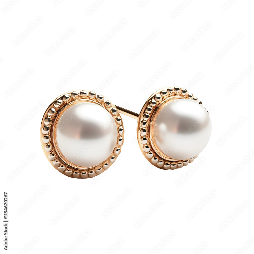 Gold Pearl Earrings with Bead Detailing Gold Pearl Earrings with Bead Detailing