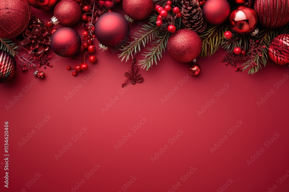 Elegant red Christmas background with golden sparkles and festive charm Elegant red Christmas background with golden sparkles and festive charm