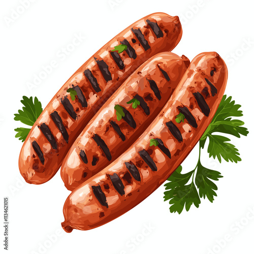 Sausage Vector Illustration hot dog Design. Sausages Street Food Logo Icon