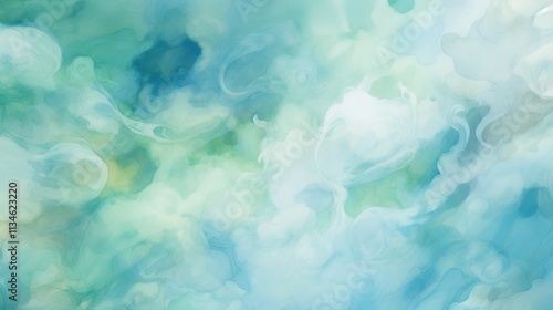 blue sky background Aqua and Mint Abstract Art, Watercolor Cloudscape, Ethereal Smoke Design, Calming Nature Background, Soft Color Blend, Artistic Sky Illustration, Modern Wall Decor