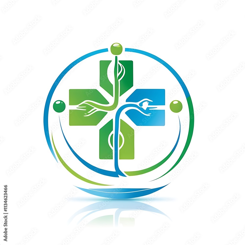 Eco-Friendly Medical Logo: A vibrant green and blue medical cross logo design, symbolizing health, nature, and eco-conscious healthcare. Eco-Friendly Medical Logo: A vibrant green and blue medical cross logo design, symbolizing health, nature, and eco-conscious healthcare.
