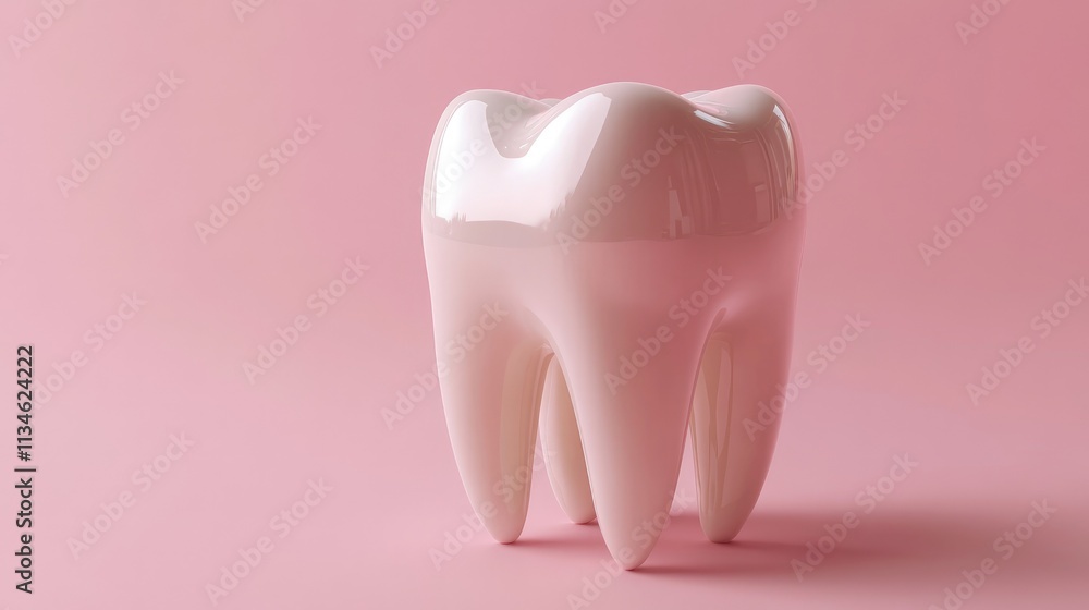 Shiny, healthy molar tooth on pink background. Shiny, healthy molar tooth on pink background.
