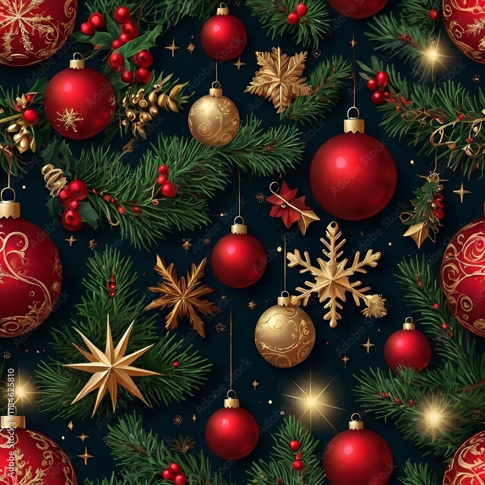 a christmas wreath with a gold star and red balls. a christmas wreath with a gold star and red balls.