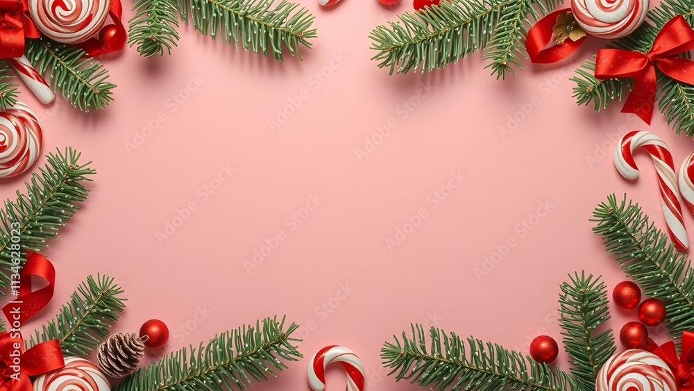 Christmas background the decorations and flowers with baubles and leaves with cranberries arranged in a Christmas frame Christmas background the decorations and flowers with baubles and leaves with cranberries arranged in a Christmas frame