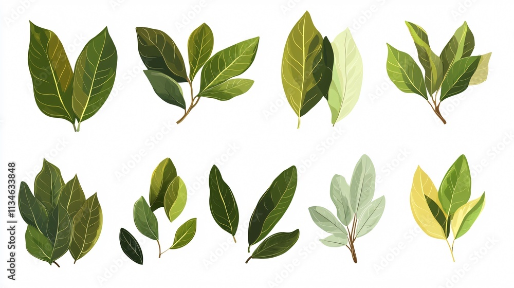 Bay Leaf Vector Isolated Illustration - Single 2D Floral Element Bay Leaf Vector Isolated Illustration - Single 2D Floral Element