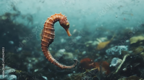Lone Seahorse Adrift in Mur...