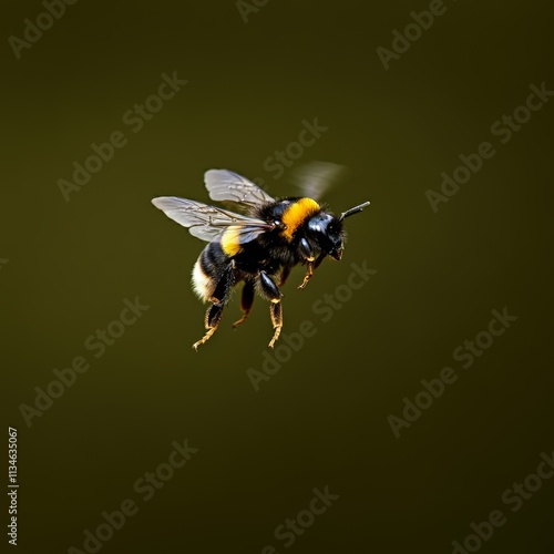 Wallpaper Mural Closeup of a Bombus terrestris, the buff-tailed bumblebee or large earth bumblebee, feeding nectar of pink flowers
 Torontodigital.ca