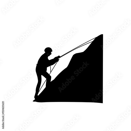 Rock climbing mountain silhouette