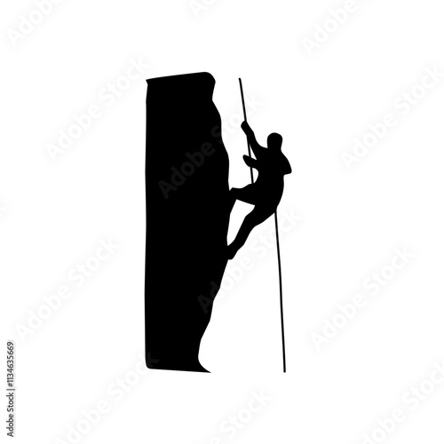 Rock climbing mountain silhouette