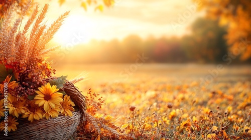 Autumn Harvest: Golden Wheat & Flowers