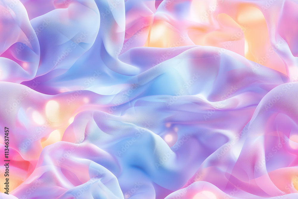 Fototapeta premium Flowing pastel fabric with glowing highlights in gradient tones