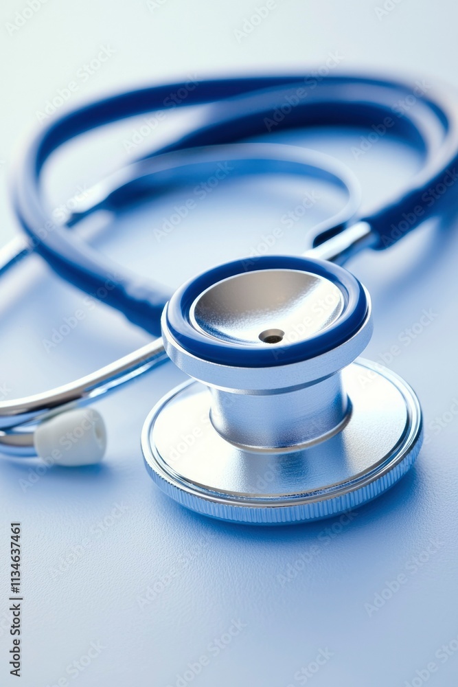 A Blue And Silver Medical Stethoscope Lies On A Table A Blue And Silver Medical Stethoscope Lies On A Table