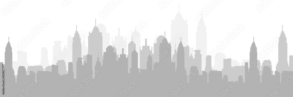 Naklejka premium City silhouette. Panorama cityscape skyline building silhouettes. Vector illustration