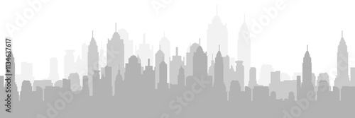 City silhouette. Panorama cityscape skyline building silhouettes. Vector illustration