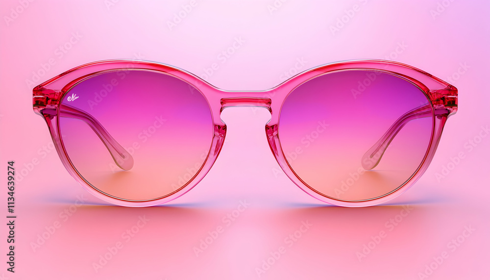 Stylish pink ombre sunglasses, modern design, vibrant color gradient lenses, summer fashion accessory. Stylish pink ombre sunglasses, modern design, vibrant color gradient lenses, summer fashion accessory.