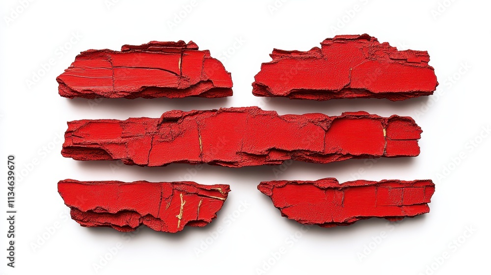 Abstract art with textured red panels
