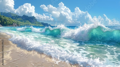 beautiful tropica wave summer sea