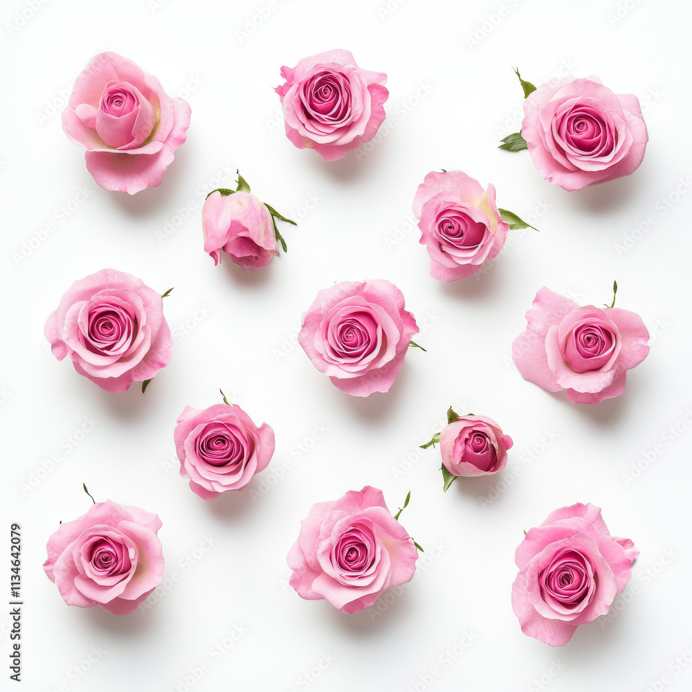 Pink Rose Pattern: Minimalist Flatlay Photography Pink Rose Pattern: Minimalist Flatlay Photography