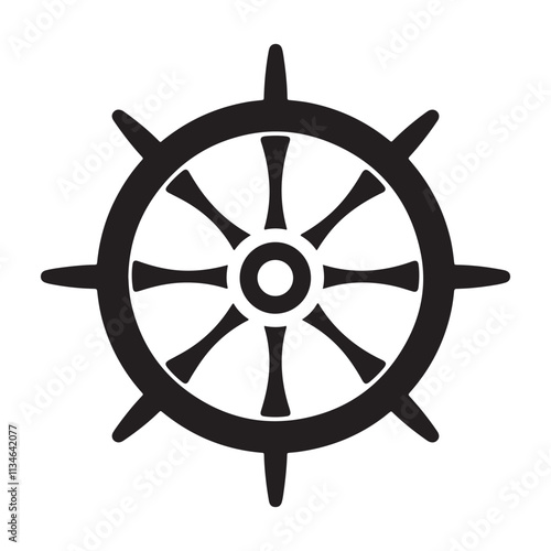 Ship wheel icon silhouette vector illustration