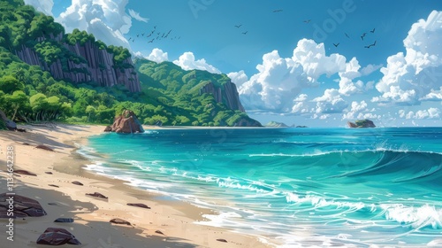 empty natural beach ocean coast lanadscape