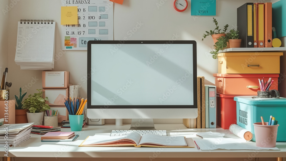 Organized Workspace Inspiring Productivity: Plan, Prioritize, and Succeed with Clean, Colorful, and Efficient Designs Organized Workspace Inspiring Productivity: Plan, Prioritize, and Succeed with Clean, Colorful, and Efficient Designs