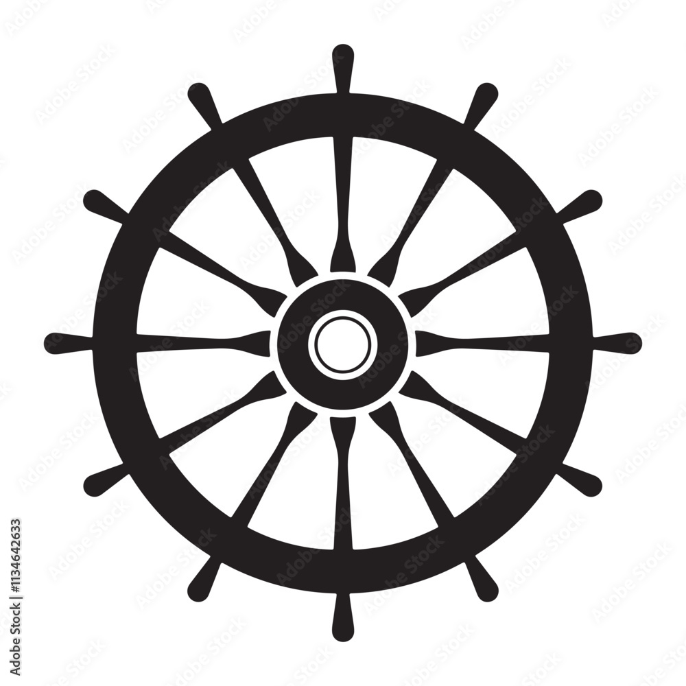 Ship wheel silhouette vector illustration, icon design Ship wheel silhouette vector illustration, icon design