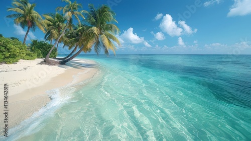 palm trees on the beach on a tropical island