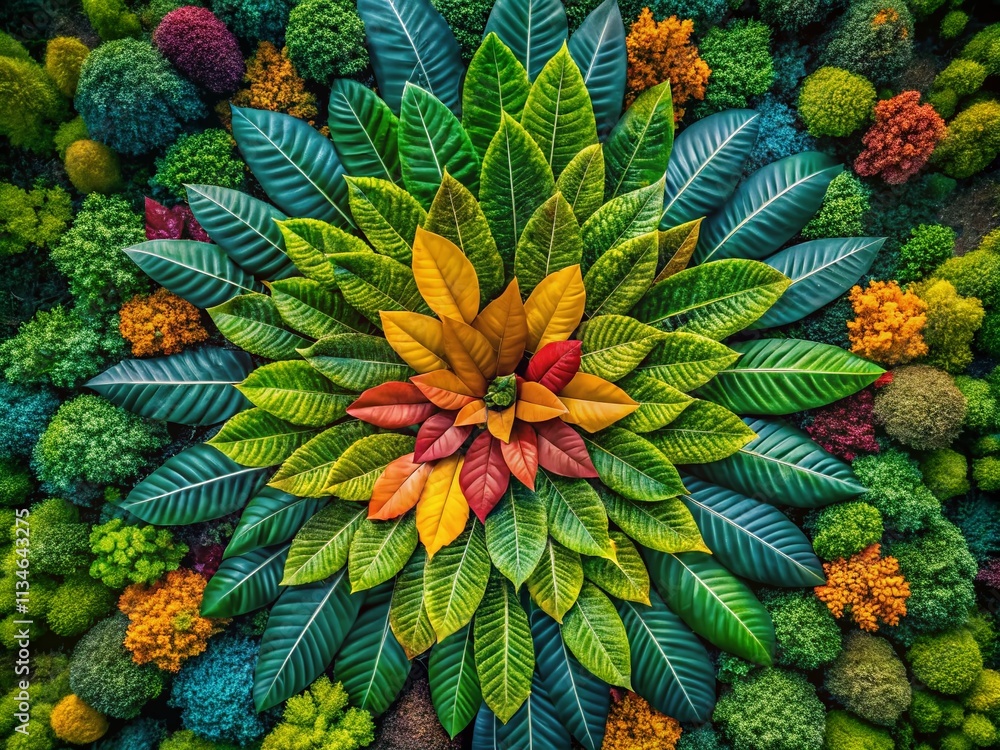 Fototapeta premium Aerial View of Diverse Leaf Shapes in Elegant Line Art Style, Showcasing Unique Natural Forms and Textures from Above, Perfect for Artistic and Design Applications