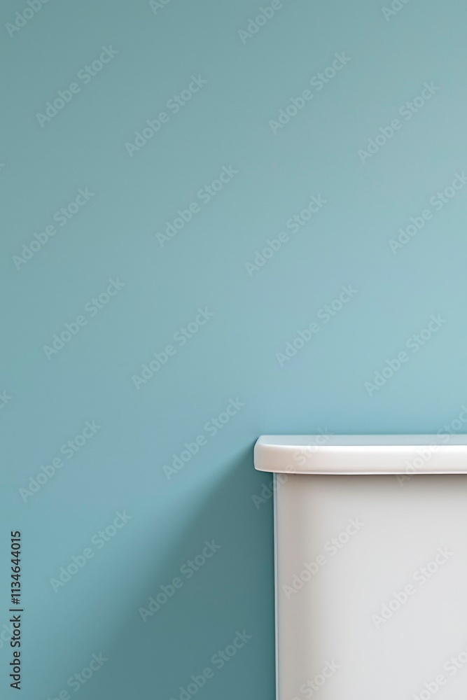 White Toilet Tank Against Light Blue Wall White Toilet Tank Against Light Blue Wall