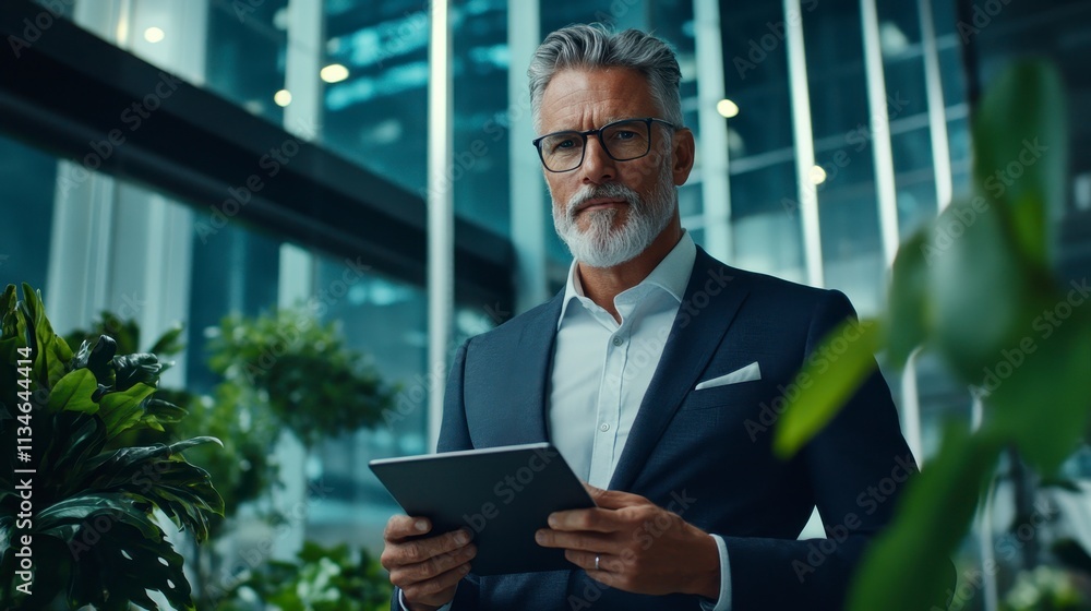 Confident businessman in modern office setting Confident businessman in modern office setting