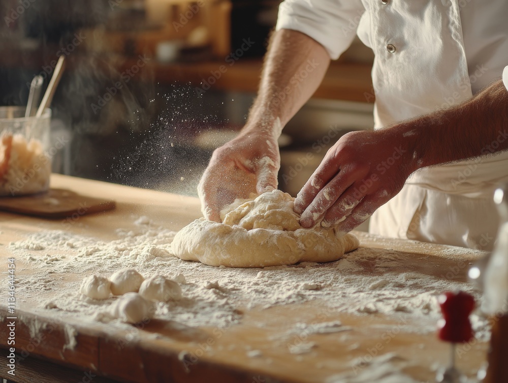 Close-Up of a Chef Kneading Fresh Dough Close-Up of a Chef Kneading Fresh Dough
