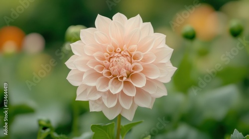 Pastel flower with blush petals and green foliage