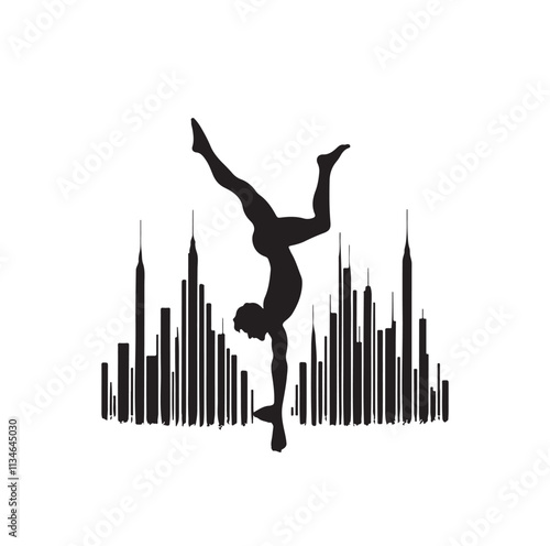 A man doing a handstand silhouette vector illustration