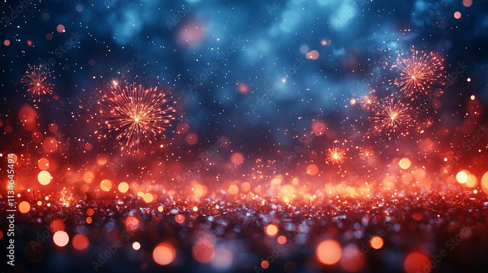 Festive Fireworks & Glitter Night Background Festive Fireworks & Glitter Night Background