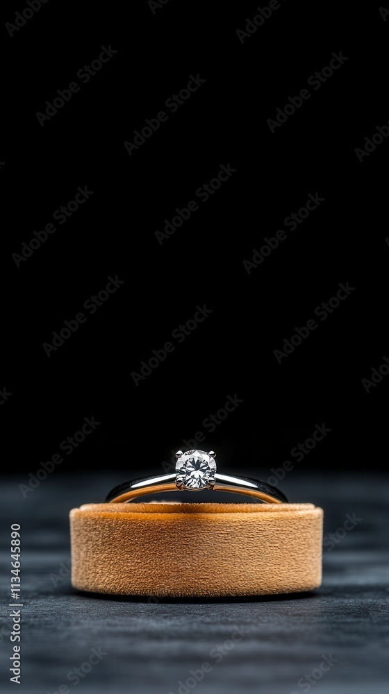 Elegant diamond ring on soft suede display Elegant diamond ring on soft suede display