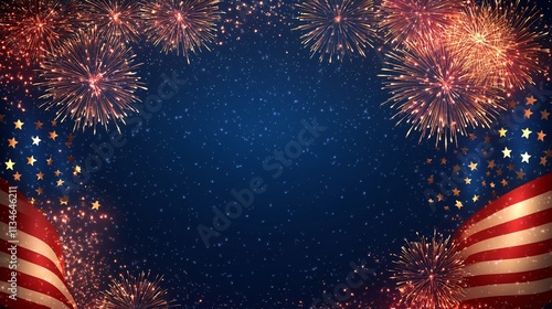 Fireworks & American Flag Background