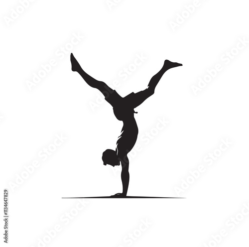 A man doing a handstand silhouette vector illustration