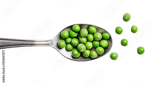 Spoon with dried peas isolated on transparent white background