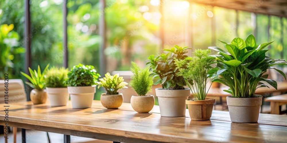 Indoor green plants placed on wooden table , indoor, green, plants, indoor plants, wooden table, home decor Indoor green plants placed on wooden table , indoor, green, plants, indoor plants, wooden table, home decor