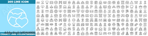 Charity And Volunteering Line Editable Icons set.